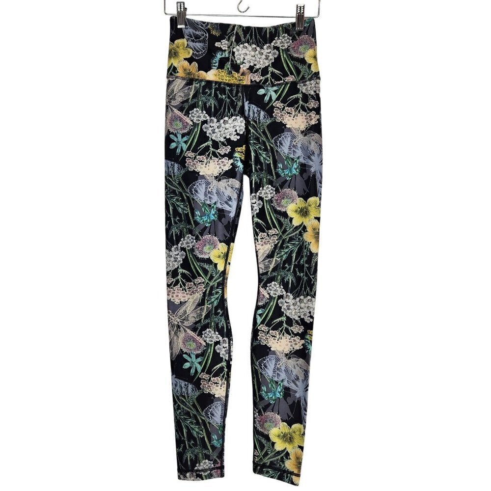 Playground Margaux Floral Dragonfly Leggings XS High Rise Full Length Activewear - Picture 5 of 6
